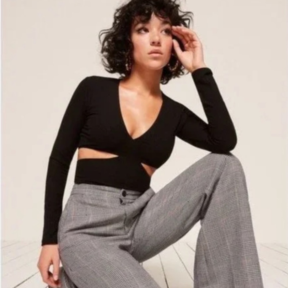 Reformation Asher Crop Side Cutouts Long Sleeve
